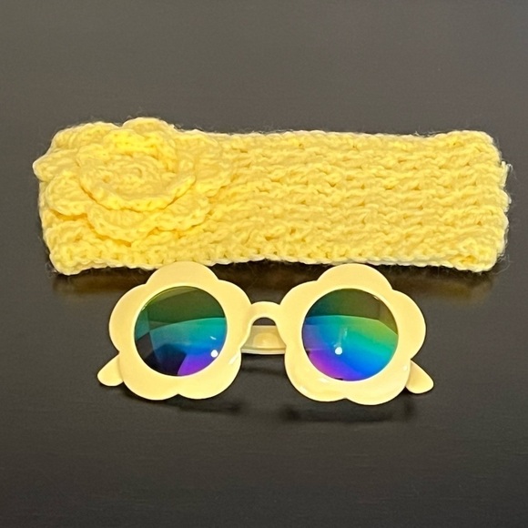 Toddler Bundle flower power sunnies and crochet headband(New/handcrochet) - Picture 4 of 12